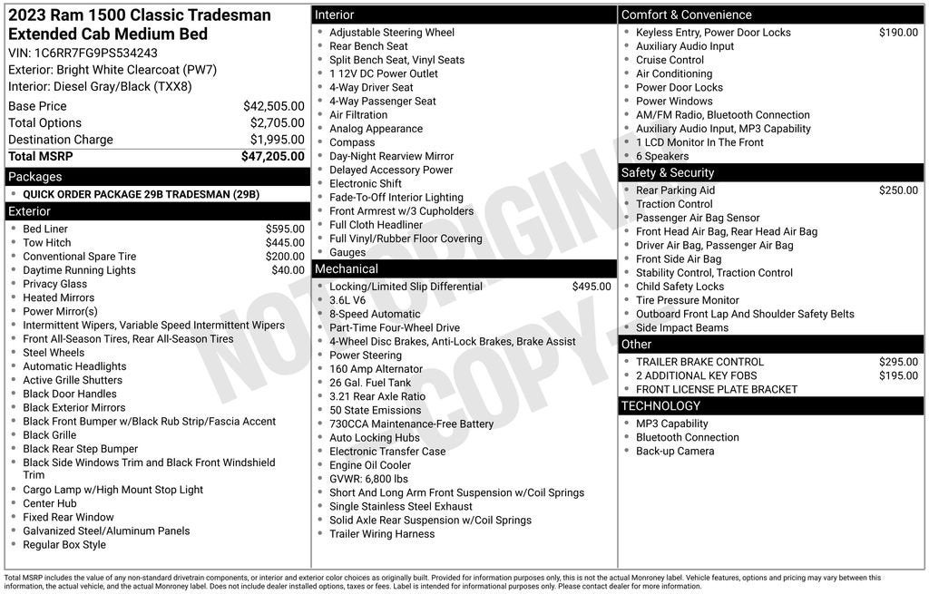 2023 RAM 1500 Classic Tradesman 4x4 Quad Cab 6'4" Box