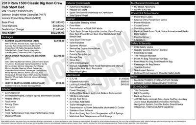 2019 RAM 1500 Classic Big Horn Crew Cab 4x4 5'7" Box