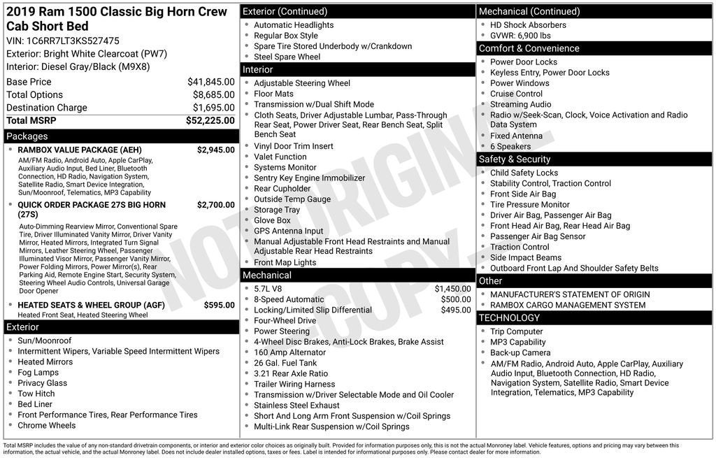 2019 RAM 1500 Classic Big Horn Crew Cab 4x4 5'7" Box