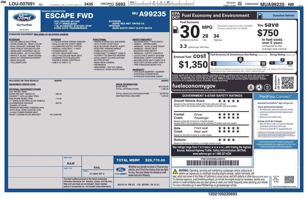 2021 Ford Escape SE FWD