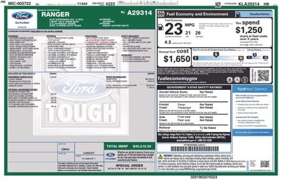 2019 Ford Ranger LARIAT 2WD SuperCrew 5' Box