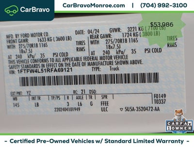 2024 Ford F-150 Tremor 4WD SuperCrew 5.5' Box