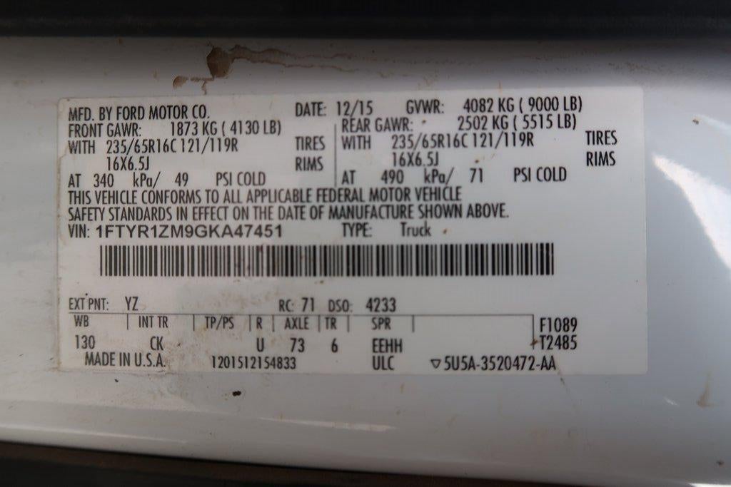 2016 Ford Transit-250 T-250 130" Low Rf 9000 GVWR Swing-Out RH Dr