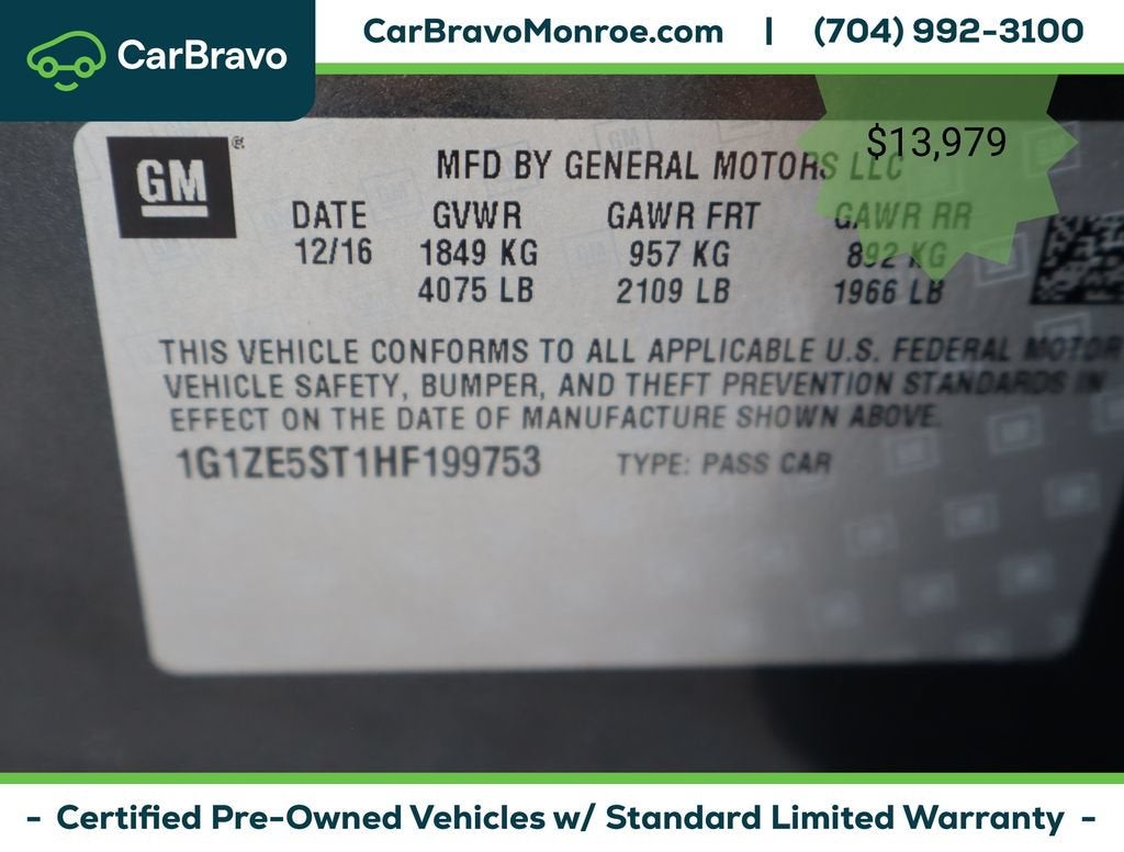 2017 Chevrolet Malibu 4dr Sdn LT w/1LT