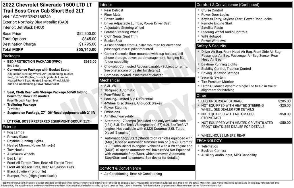 2022 Chevrolet Silverado 1500 LTD 4WD Crew Cab 147" LT Trail Boss
