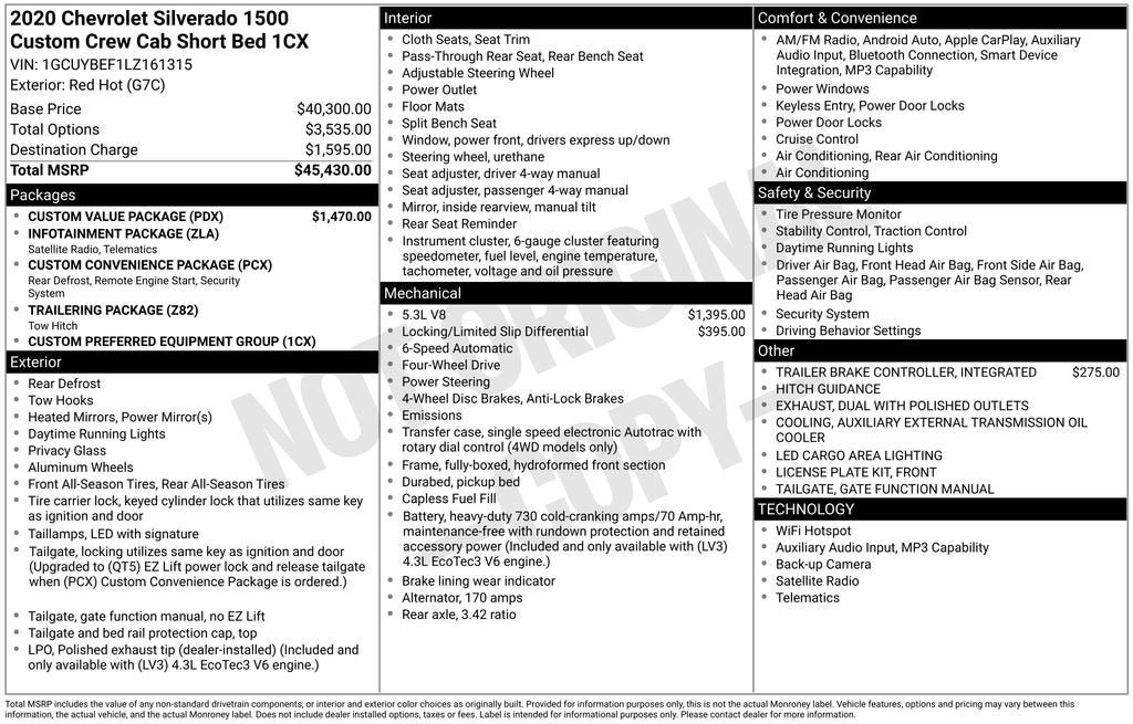 2020 Chevrolet Silverado 1500 4WD Crew Cab 147" Custom