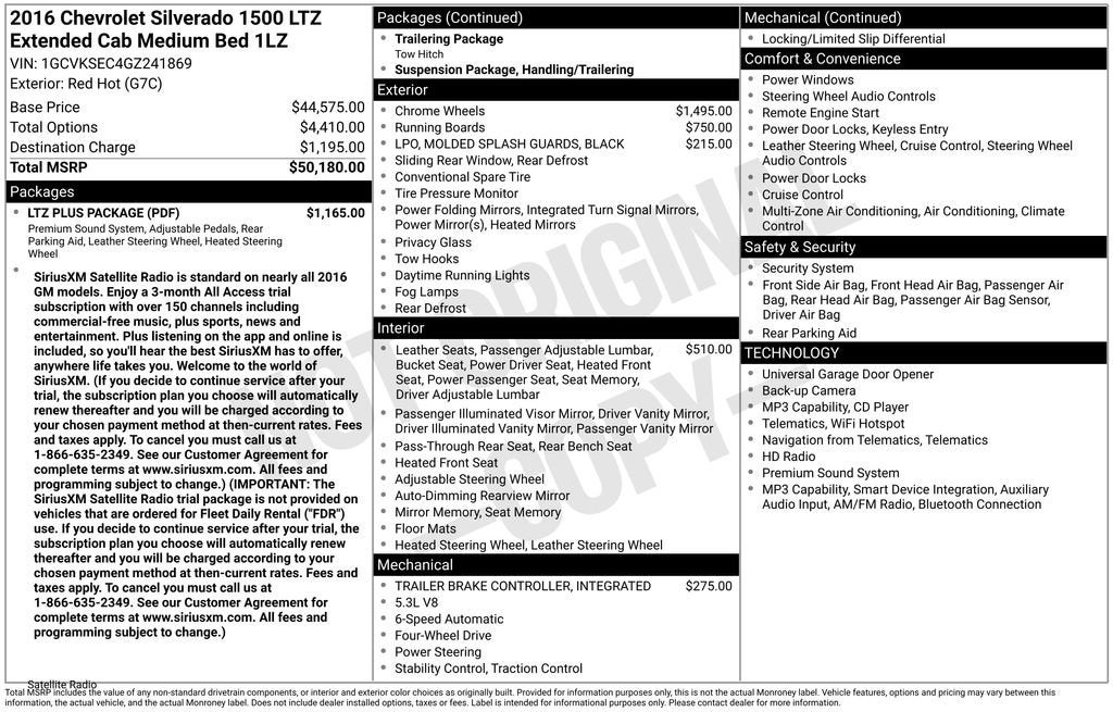 2016 Chevrolet Silverado 1500 4WD Double Cab 143.5" LTZ w/1LZ
