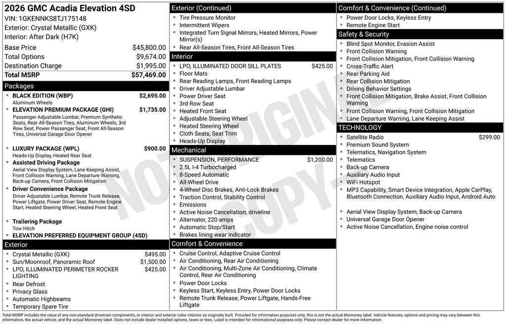 2026 GMC Acadia Elevation
