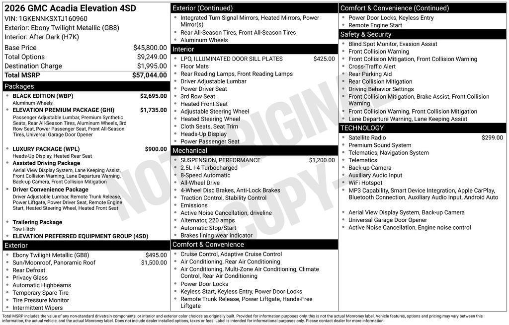 2026 GMC Acadia Elevation