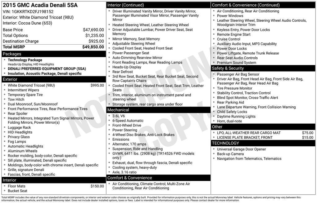 2015 GMC Acadia FWD 4dr Denali