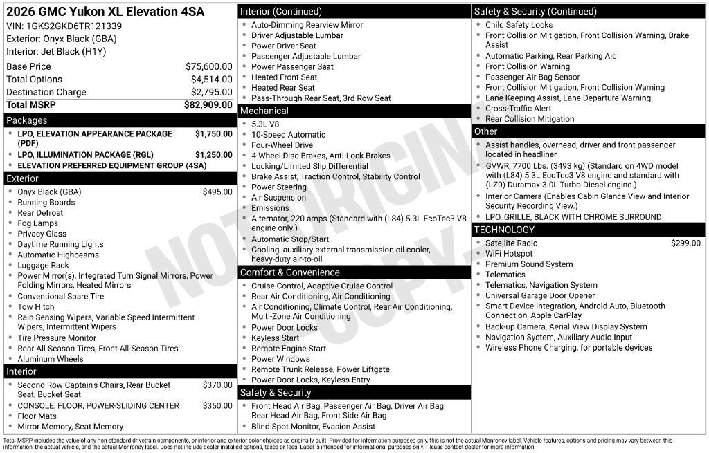 2026 GMC Yukon XL Elevation