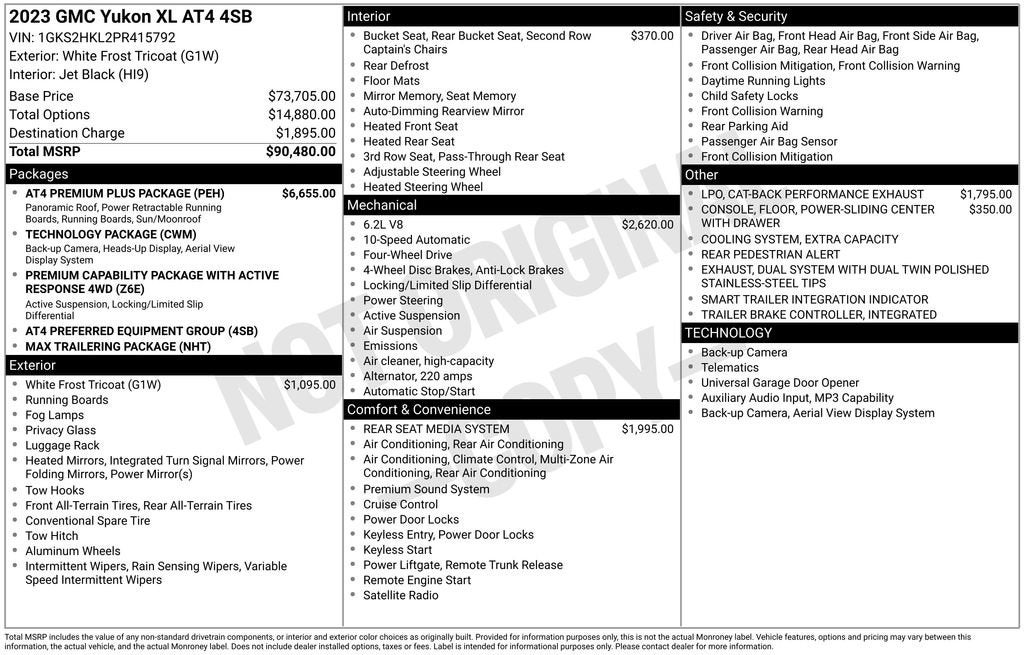 2023 GMC Yukon XL 4WD 4dr AT4