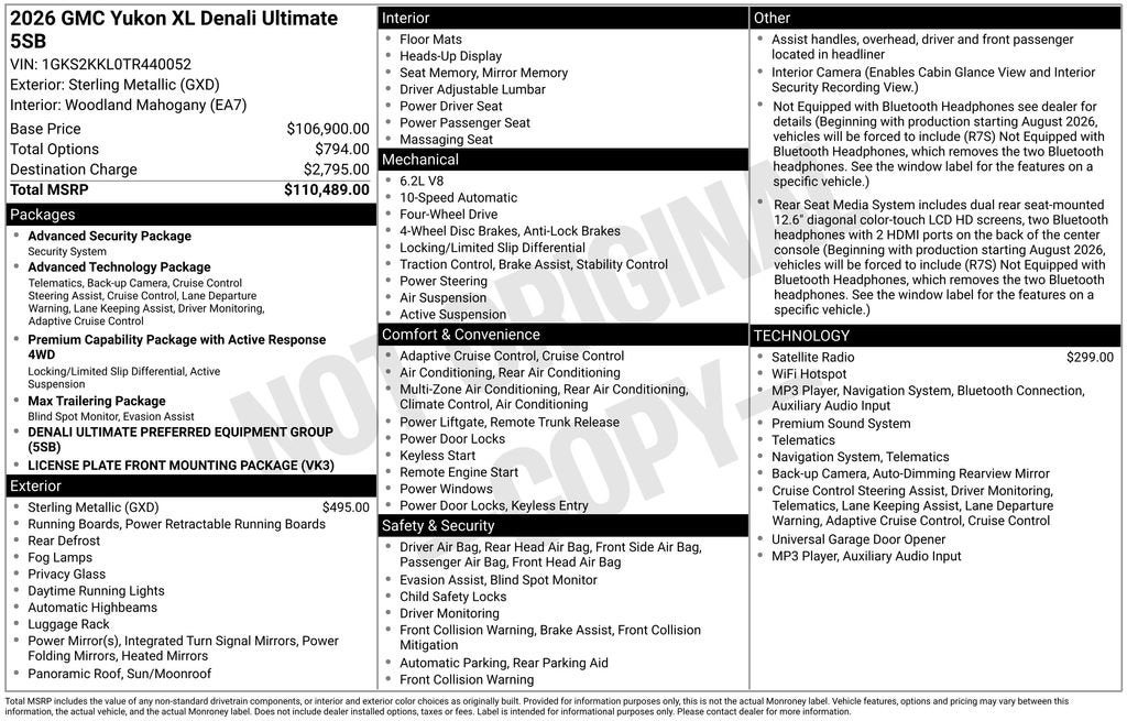 2026 GMC Yukon XL Denali Ultimate