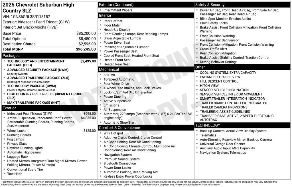 2025 Chevrolet Suburban 4WD 4dr High Country