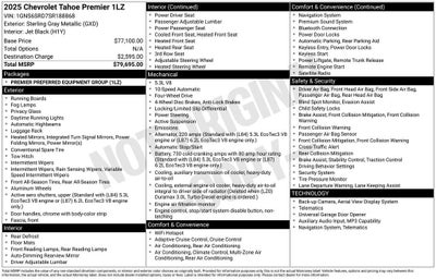 2025 Chevrolet Tahoe 4WD 4dr Premier