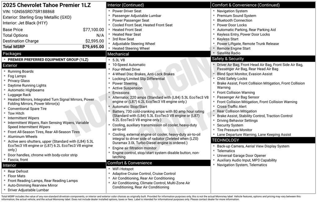 2025 Chevrolet Tahoe 4WD 4dr Premier
