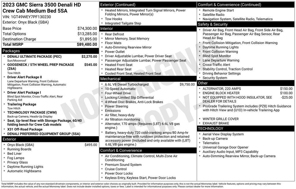 2023 GMC Sierra 3500 HD 4WD Crew Cab 159" Denali