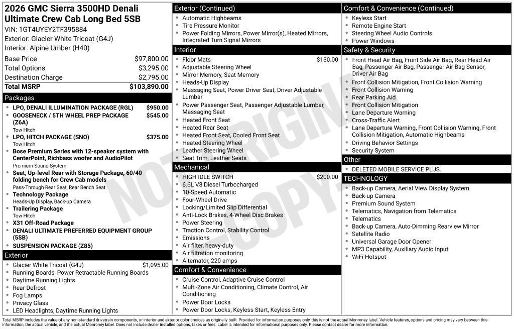2026 GMC Sierra 3500 HD Denali Ultimate DRW