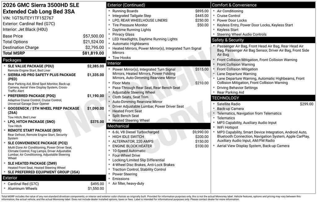 2026 GMC Sierra 3500 HD SLE DRW