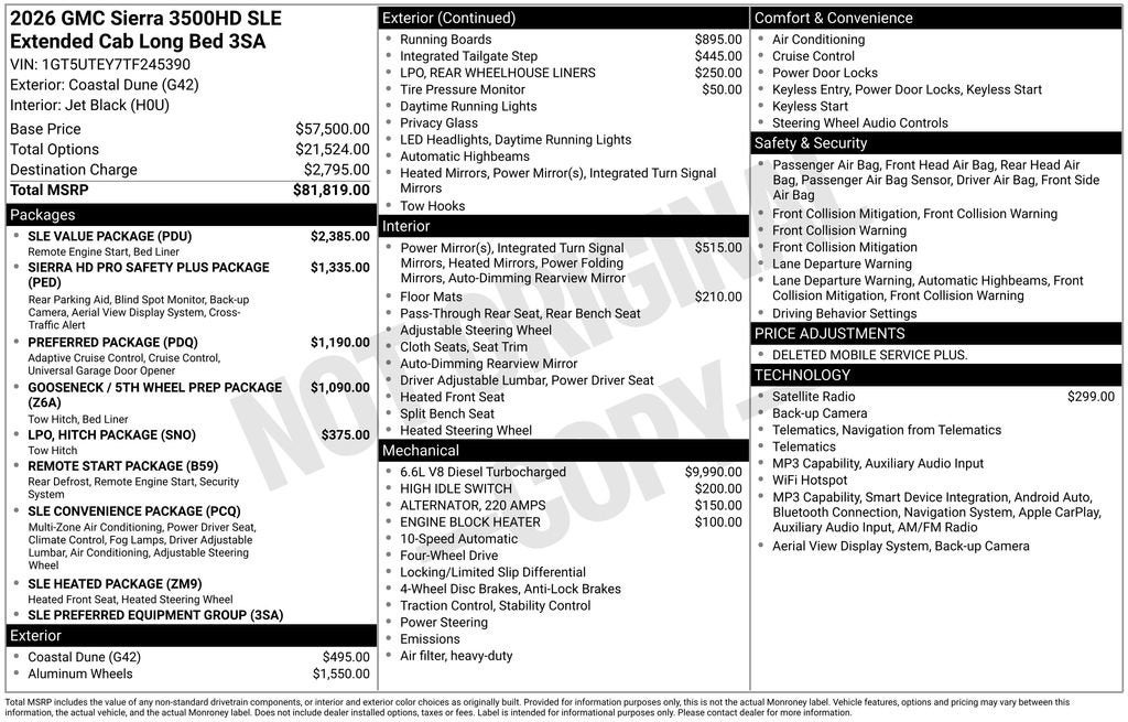 2026 GMC Sierra 3500 HD SLE DRW