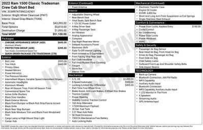 2022 RAM 1500 Classic Tradesman 4x4 Crew Cab 5'7" Box
