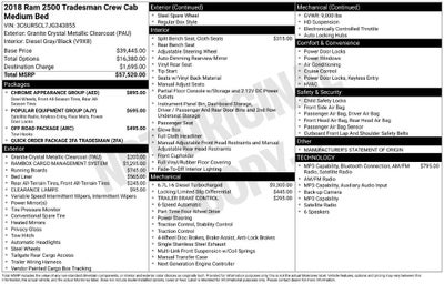 2018 RAM 2500 Tradesman Crew Cab 4x4 6'4" Box