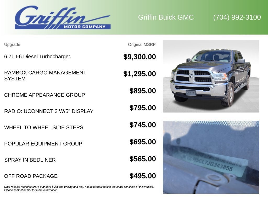 2018 RAM 2500 Tradesman Crew Cab 4x4 6'4" Box