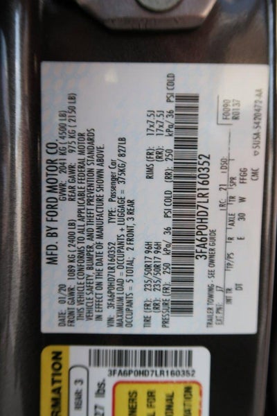 2020 Ford Fusion SE FWD