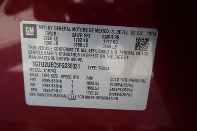 2015 GMC Sierra 1500 4WD Crew Cab 153.0" SLE