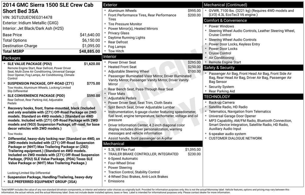 2014 GMC Sierra 1500 4WD Crew Cab 143.5" SLE