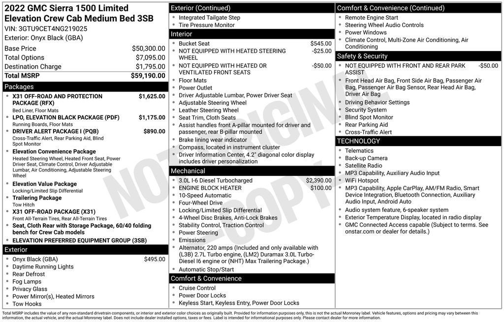 2022 GMC Sierra 1500 Limited 4WD Crew Cab 157" Elevation